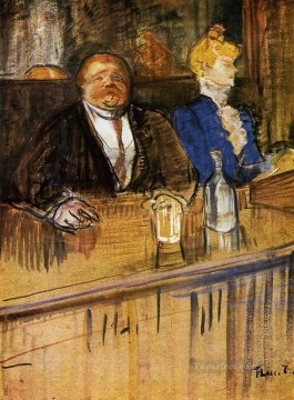  Cafe Painting - At the Cafe The Customer and the Anemic Cashier post impressionist Henri de Toulouse Lautrec
